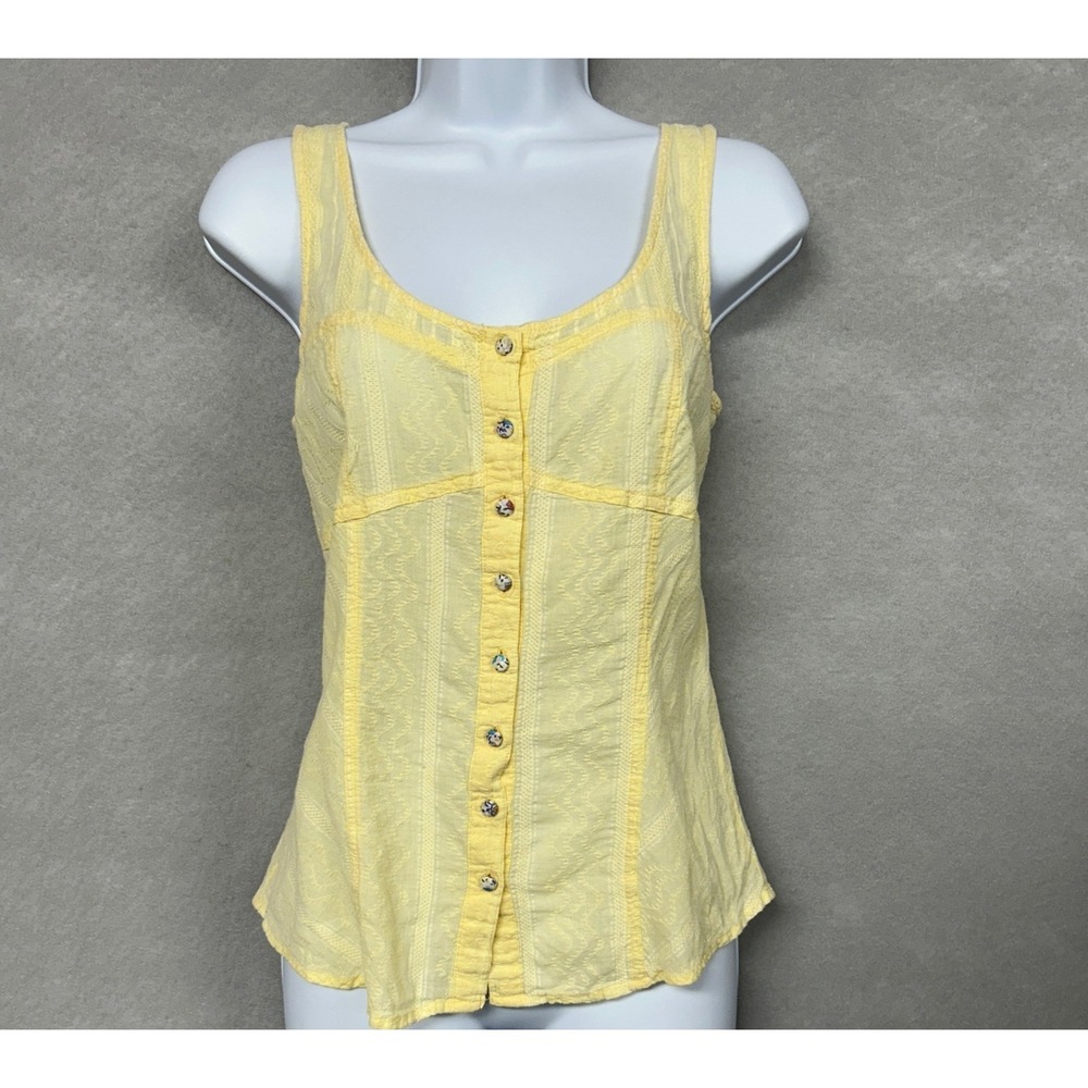 VTG Y2K Top Womens S Butter Yellow Sleeveless Charlotte Russe Coquette Milk Maid
